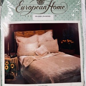 European Home Hands Crochet Pillow Sham Keepsake 55%Linen45%Cotton 21”-27”.